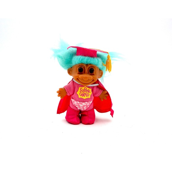 Vintage Russ Super Grad Troll Doll 90s Graduation w/ Turquoise Hair Good Luck - Picture 5 of 9